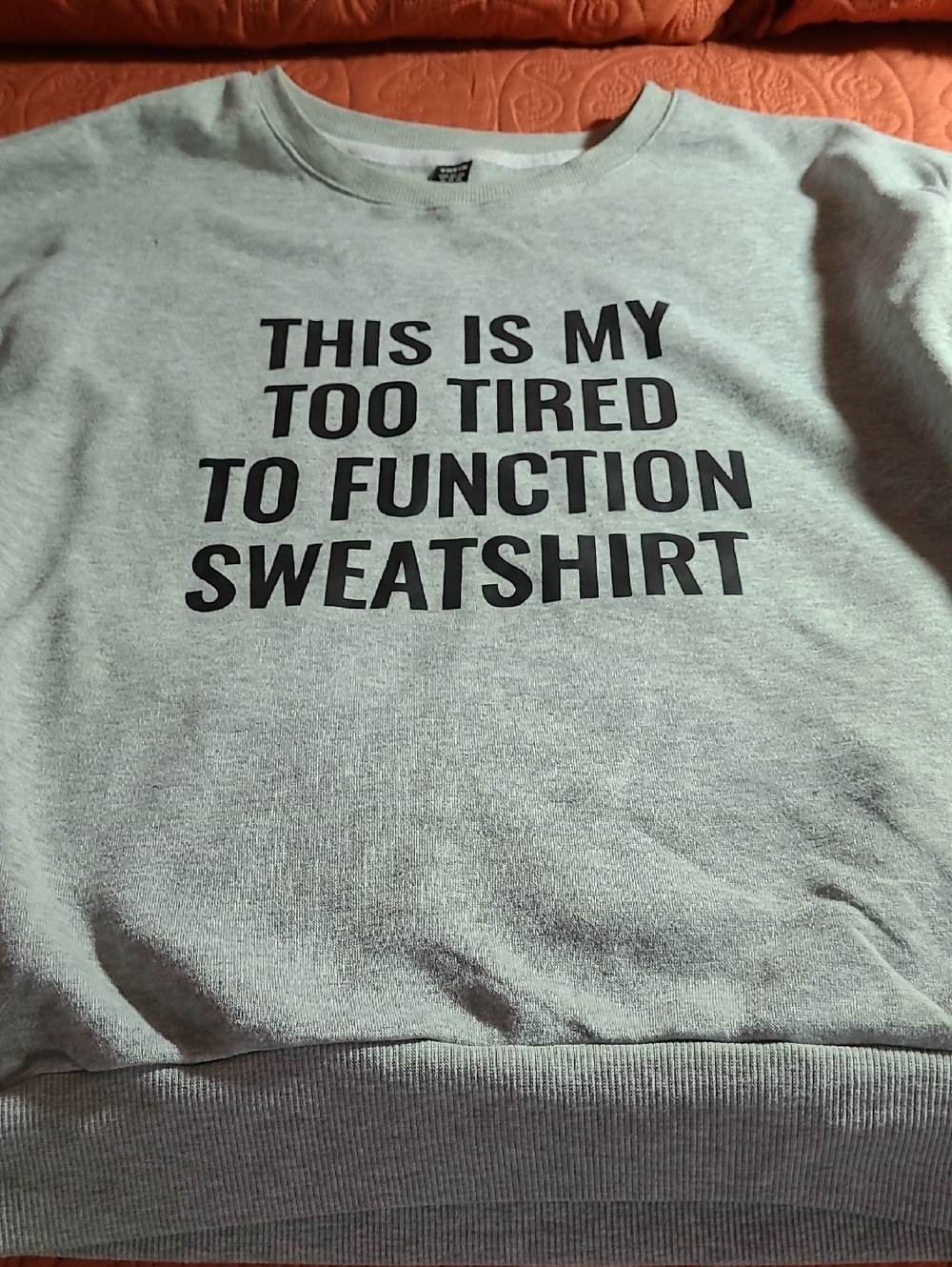 SHEIN Light Gray Crewneck Sweatshirt with Black Graphic Text